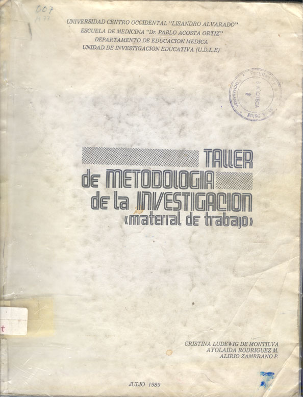 Taller: de metodologia de la investigación material de trabajo
      <i>es</i>