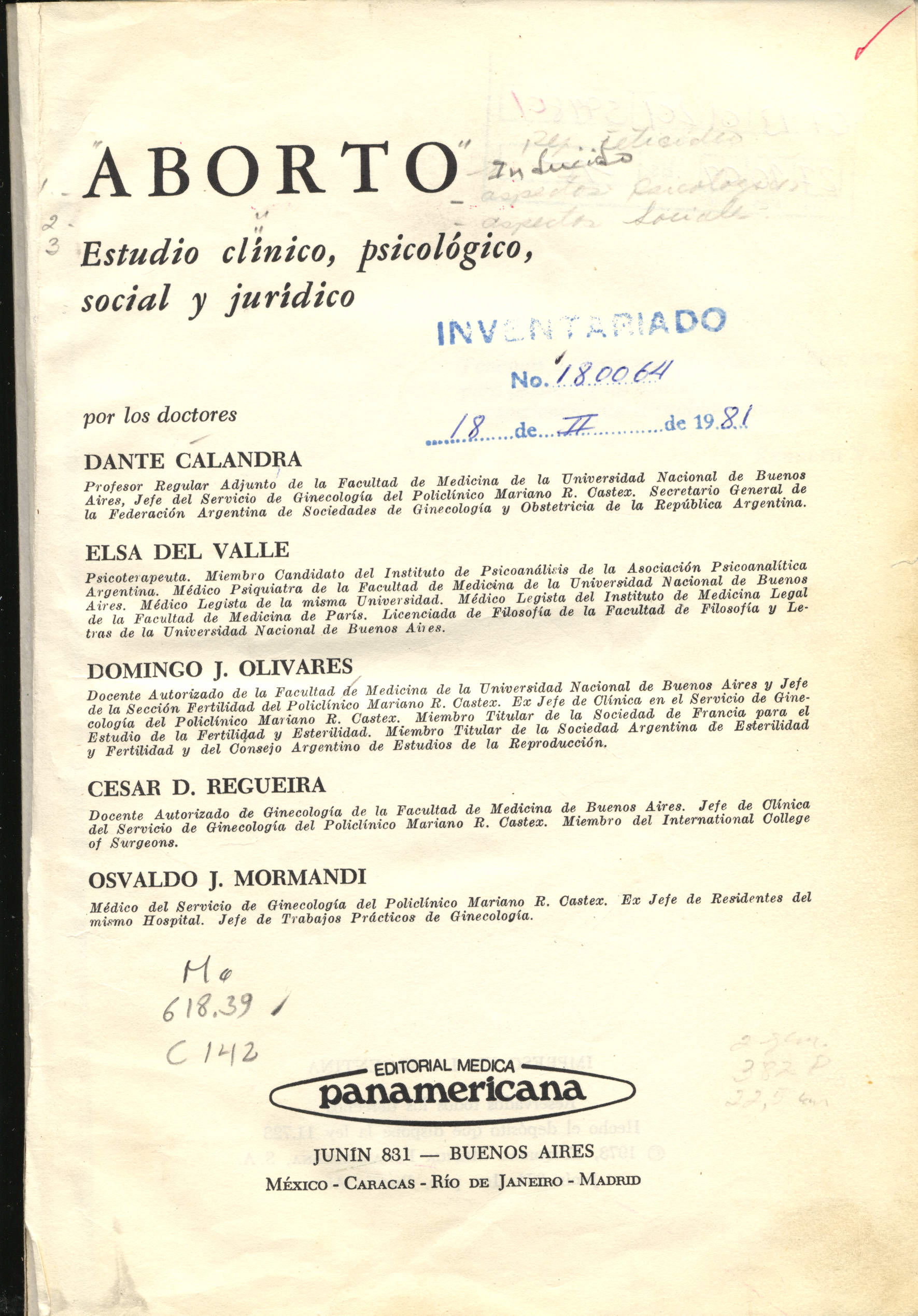 Aborto: estudio clinico, psicológico, social y juridico