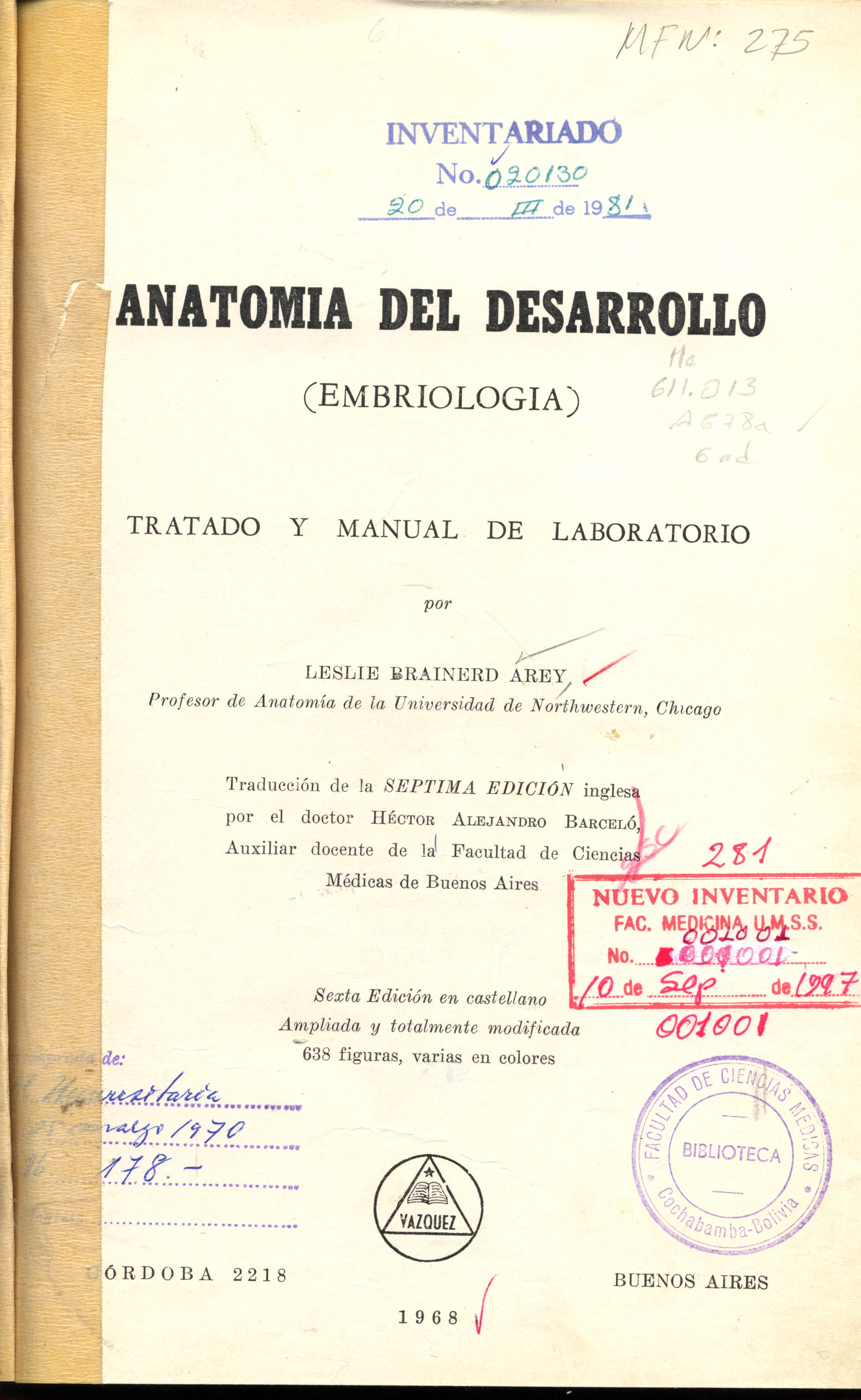 Anatomia del desarrollo (embriologia): tratado y manual de laboratorio