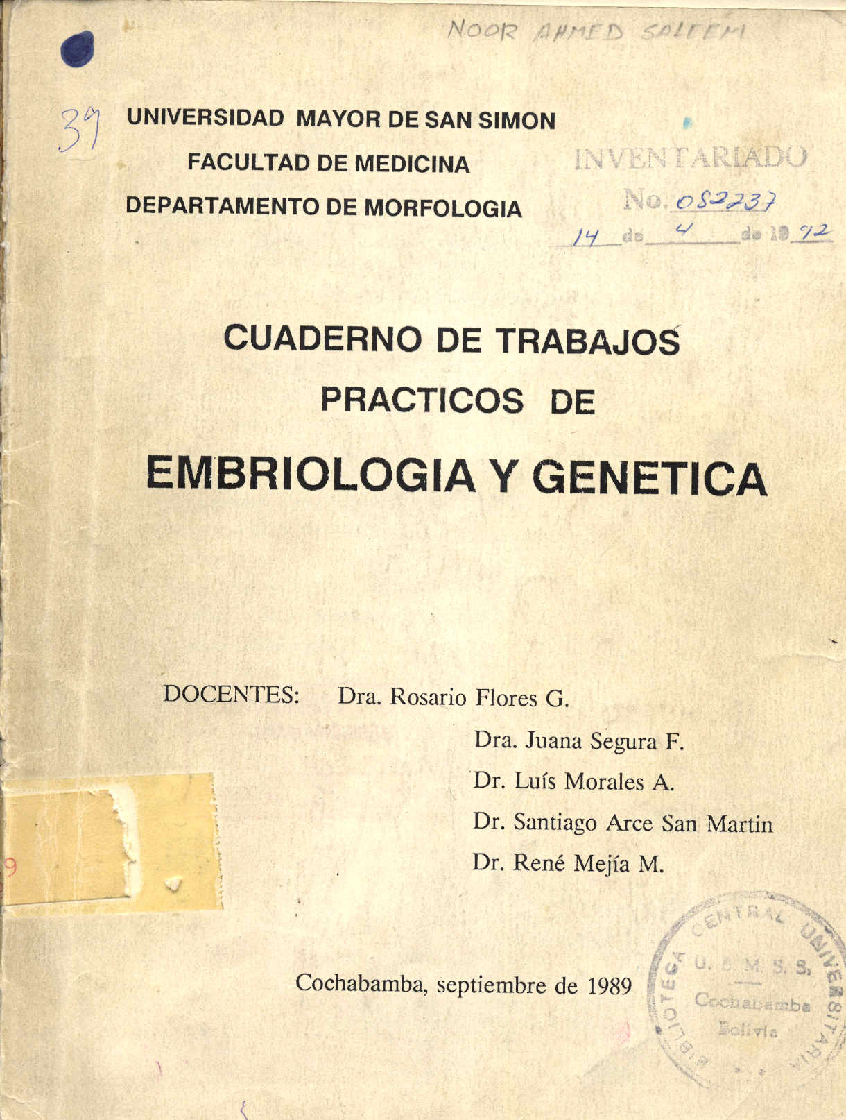 Cuaderno de Trabajos Practicos de Embriologia y Genetica