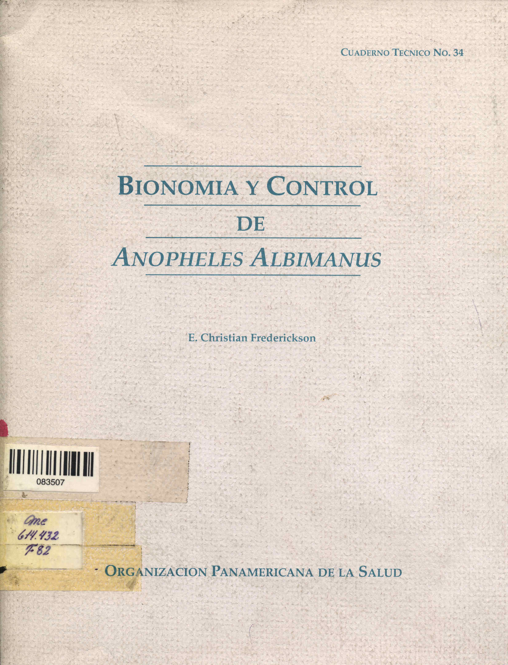 Bionomia y Control de Anopheles Albimanus