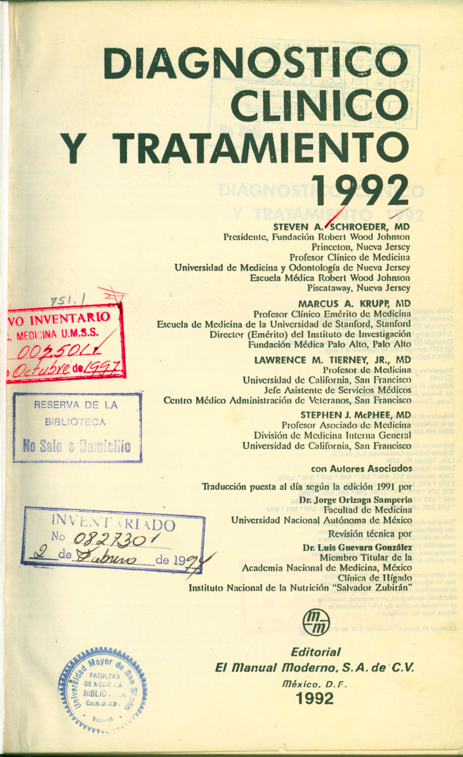 Diagnostico Clinico y tratamiento 1992