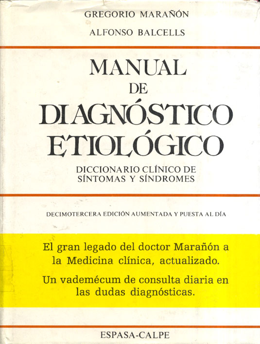 Manual de diagnóstico etiológico: diccionario clinico de sintomas y sindromes