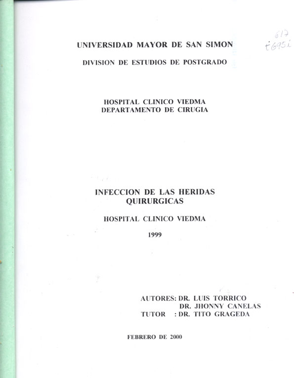 Infección de las heridas quirúrgicas hospital clinico Viedma