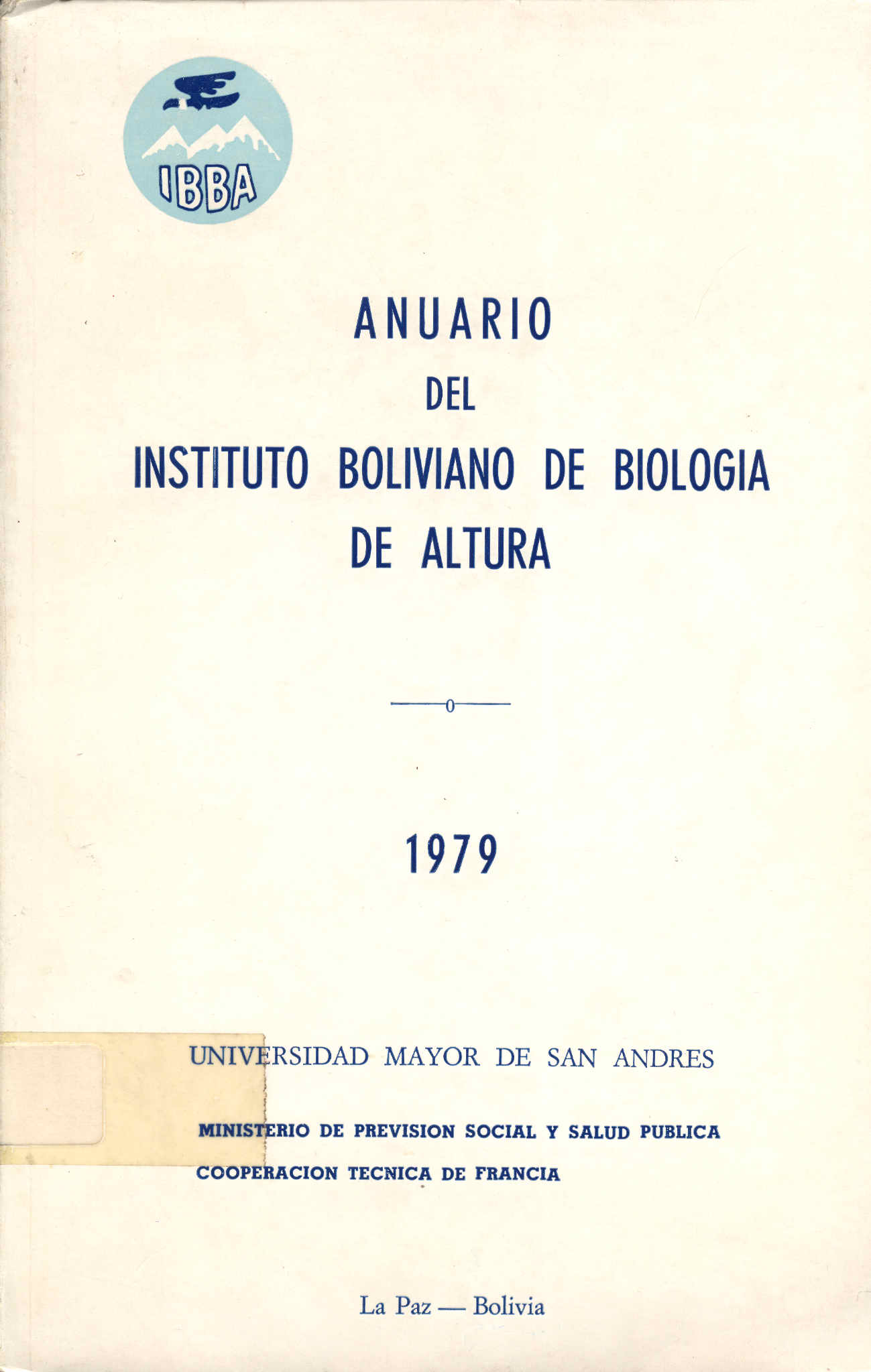 Anuario del Instituto Boliviano de Biologia de Altura
