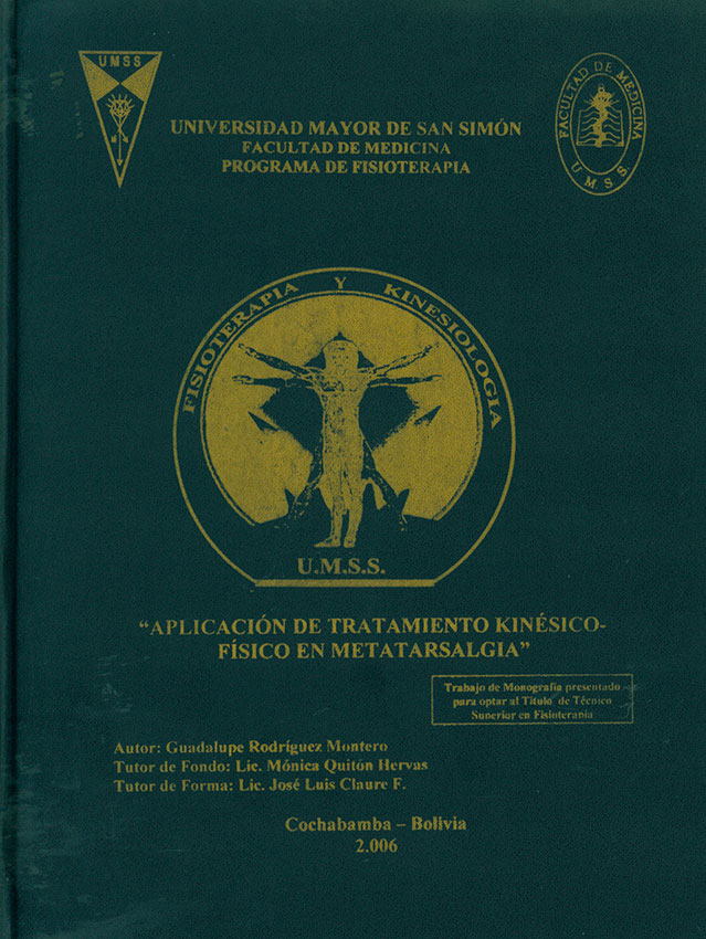 Aplicación de Tratamiento Kinesico-Fisico en Metatarsalgia