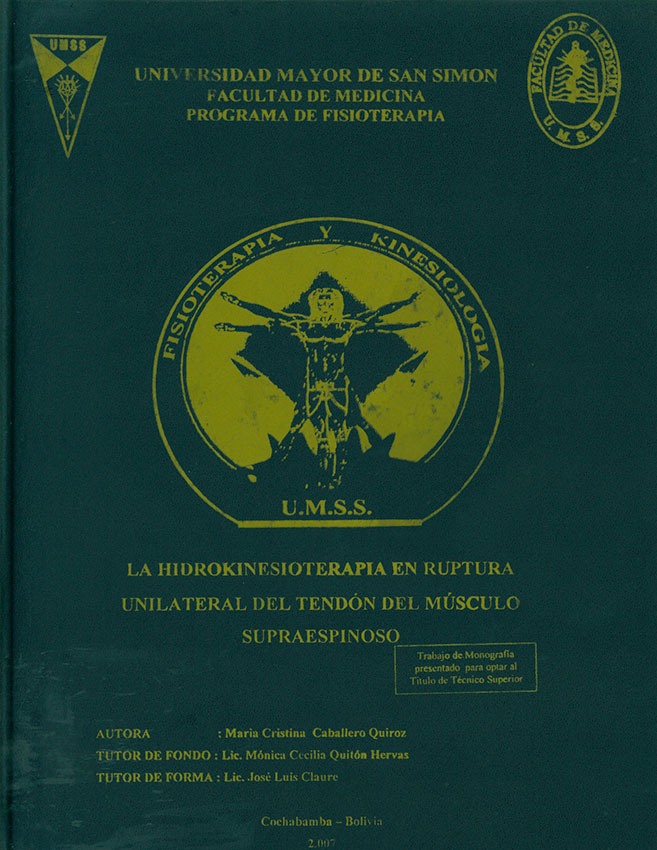 La Hidrokinesioterapia en Ruptura Unilateral del Tendón del músculo Supraespinoso