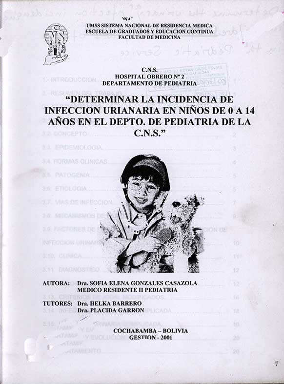 Determinar la Incidencia de Infección Urinaria en Niños de 0 a 14 Años en el Servicio de Pediatría de la CNS