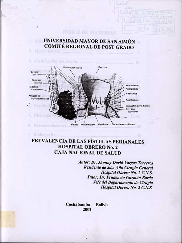 Prevalencia de la Fístulas Perianales Hospital Obrero No2 Caja Nacional de Salud
