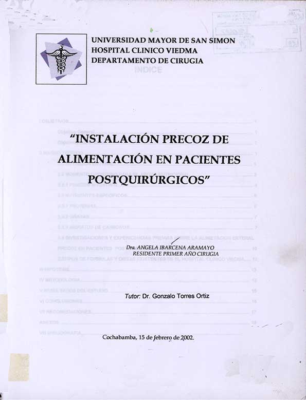 Instalación Precoz de Alimentación en Pacientes Posquirúrgicos