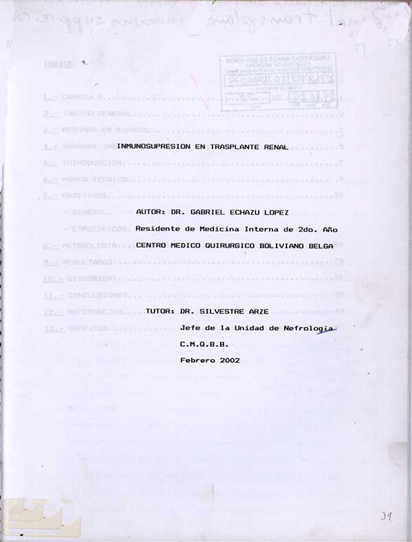Inmunosupresion en Trasplante Renal