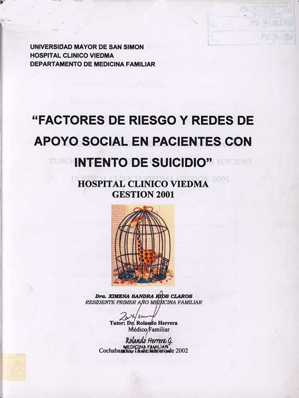 Factores de Riesgo y Redes de Apoyo Social en Pacientes con Intento de Suicidio