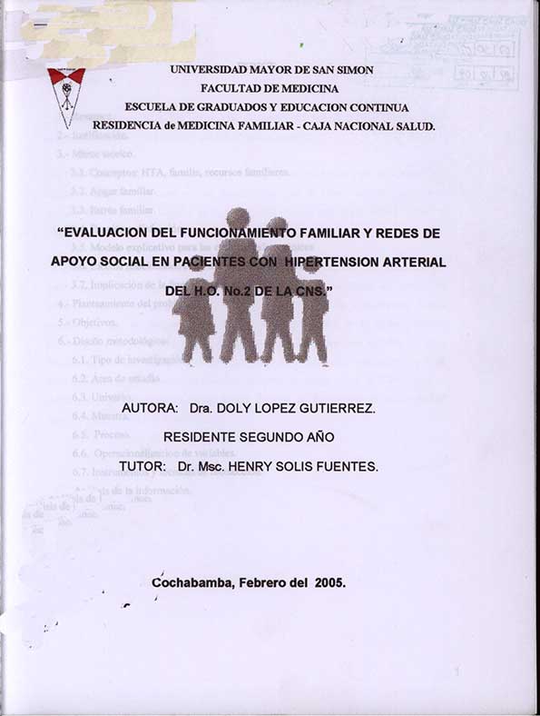Evalución del Funcionamiento Familiar y Redes de Apoyo Social en Pacientes con Hipertensión Arterial del H.O. No.2 de la CNS