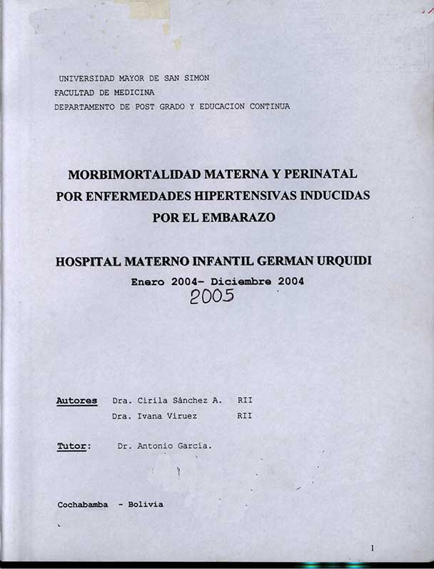 Morbimortalidad Materna Y Perinatal por Enfermedades Hipertrensivas Inducidas por el Embrazo