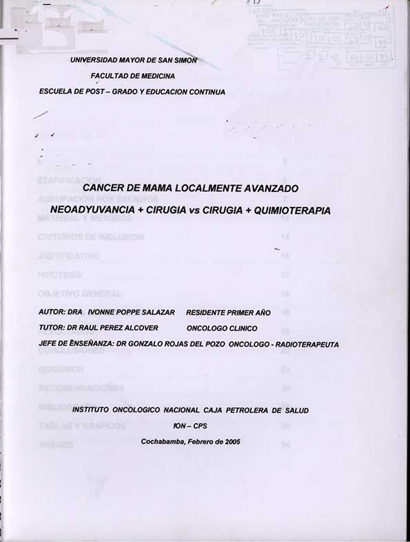 Cancer de Mama Localmente Avanzado Neoadyuvancia + Cirugia vs Cirugia + Quimioterapia