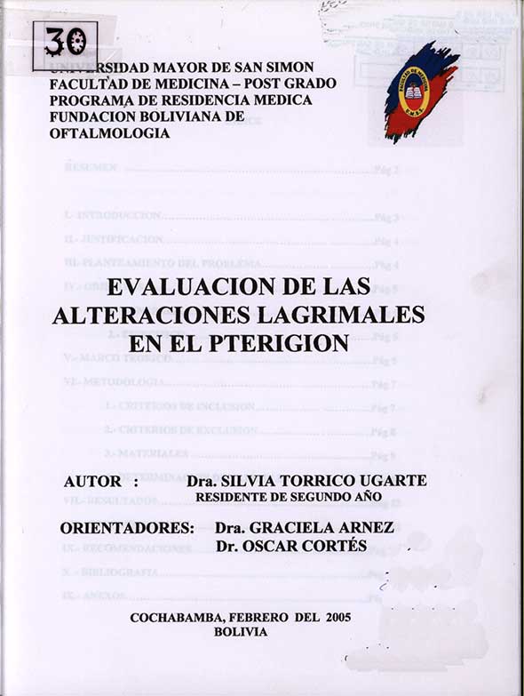 Evaluación de las Alteraciones Lagrimales en el Pterigión