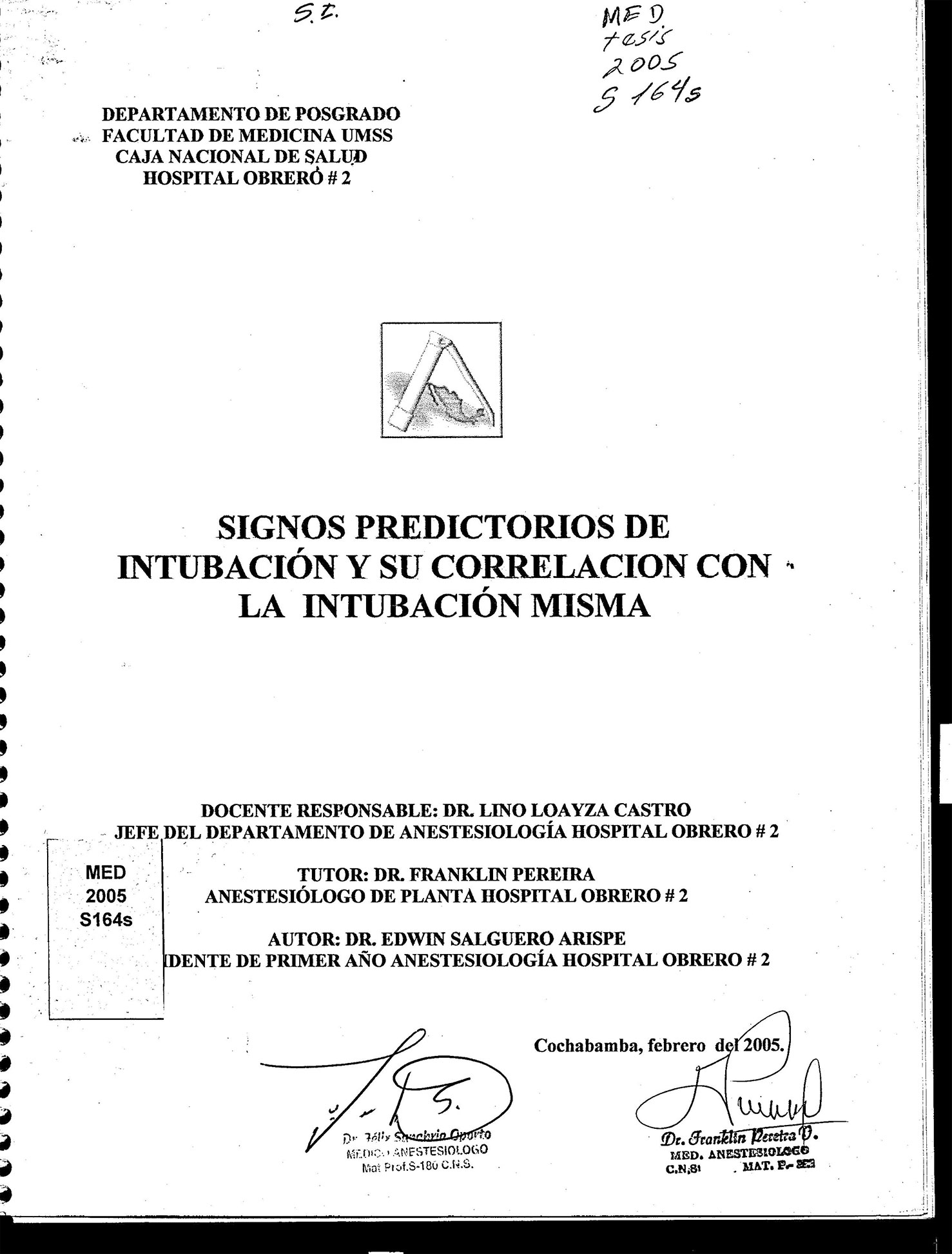 Signos Predictorios de Intubación y su Correlación con la Intubación misma