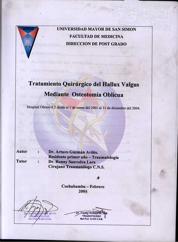 Tratamiento Quirúrgico del Hallux Valgus Mediante Osteotomía Oblicua