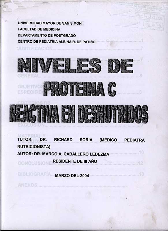 Niveles de Proteina C Reactiva en Desnutridos