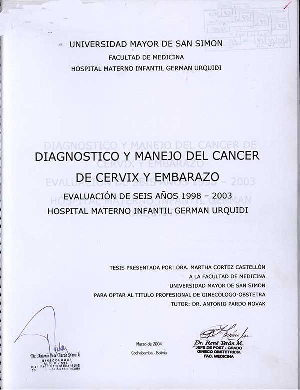 Diagnostico y Manejo del Cancer de Cervix y Embarazo