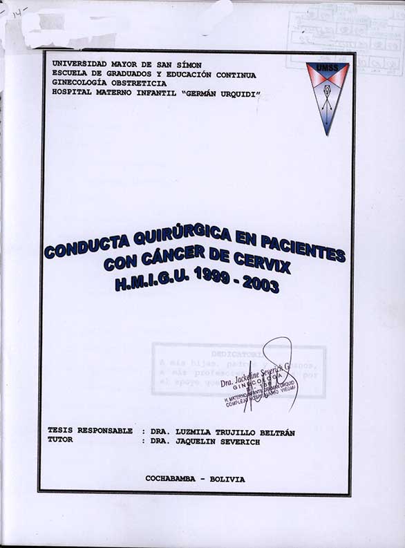 Conducta Quirúrgica en Pacientes con Cancer de Cervix HMIGU 1999-2003