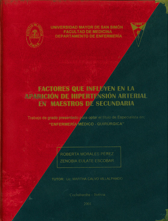Factores que Influyen en la Aparición de Hipertención Arterial  en Maestros de Secundaria