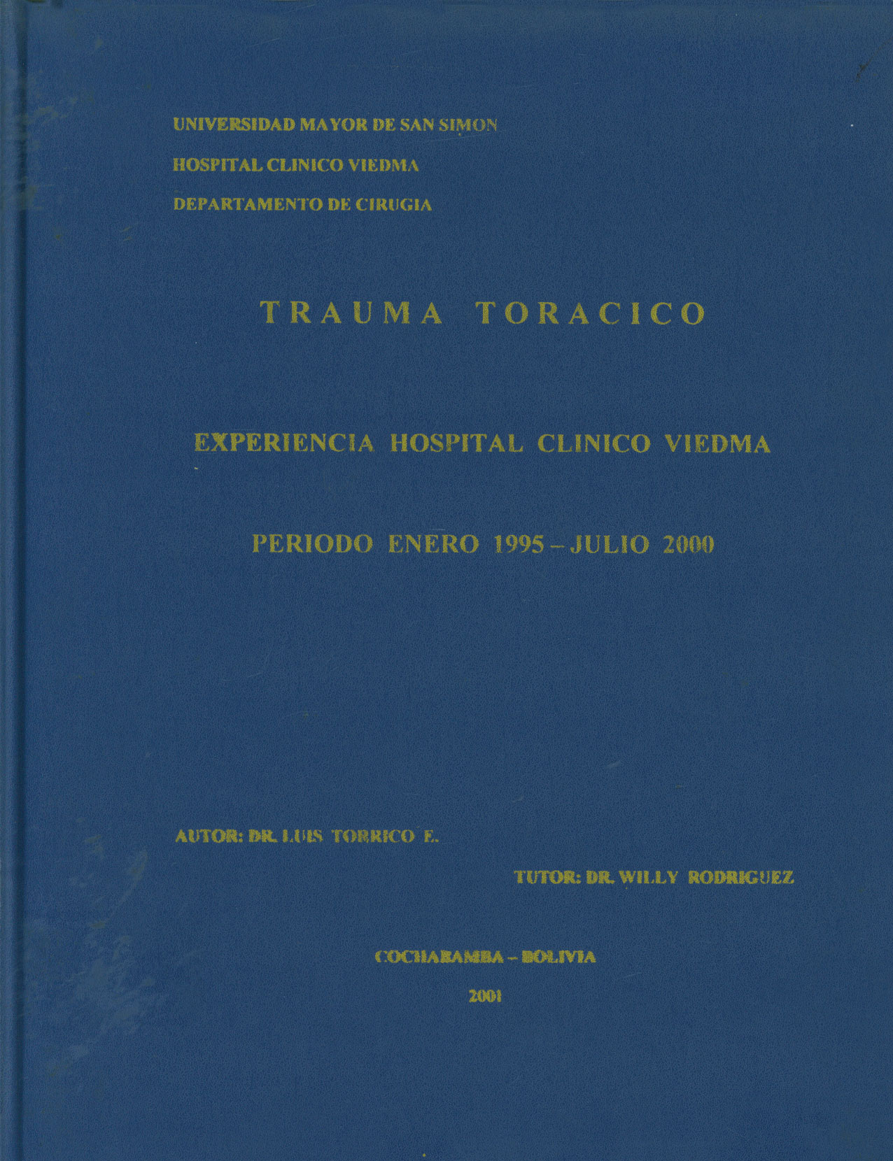 Trauma Toracico Experiencia Hospital Clinico Viedma Periodo Enero 1995 - Julio 2000