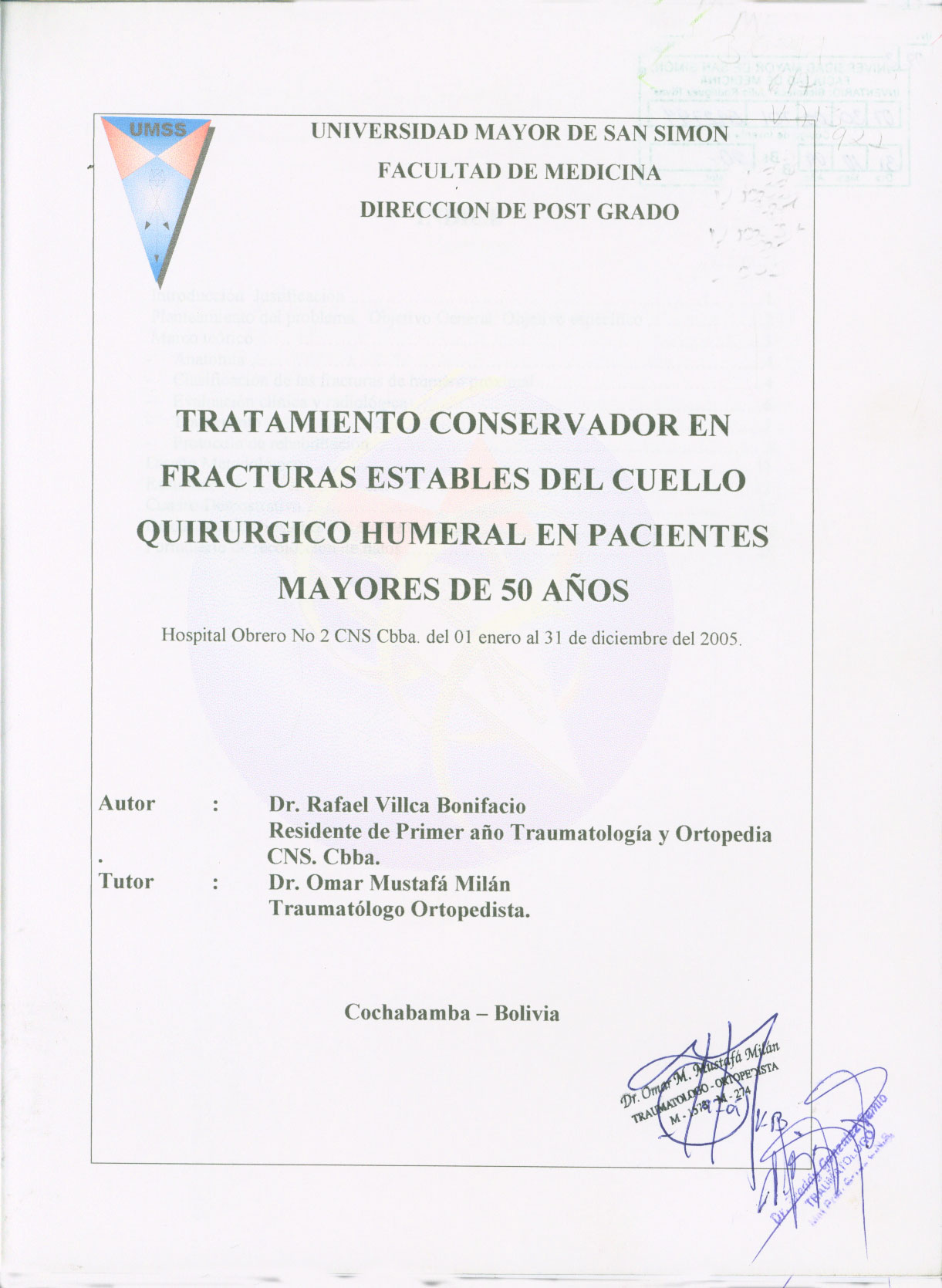 Tratamiento Conservador en Fracturas Estables del Cuello Quirurgico Humeral en Pacientes Mayores de 50 Años