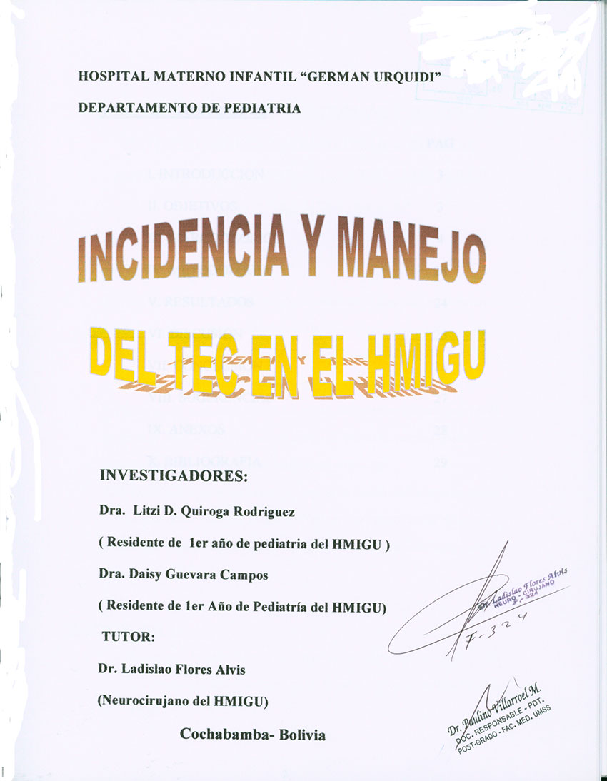 Incidencia y Manejo del Tec en el HMIGU