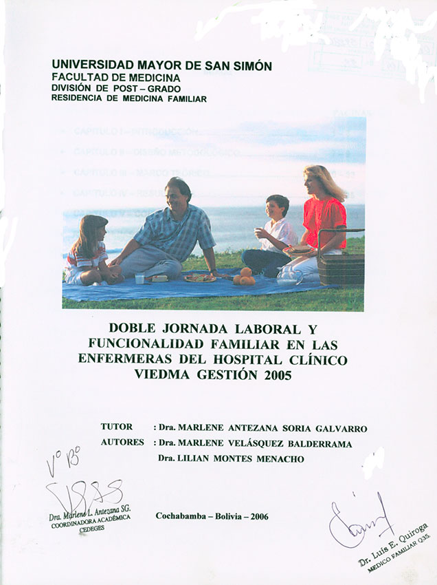 Doble Jornada Laboral y Funcionalidad Familiar en las Enfermeras del Hospital Clinico Viedma