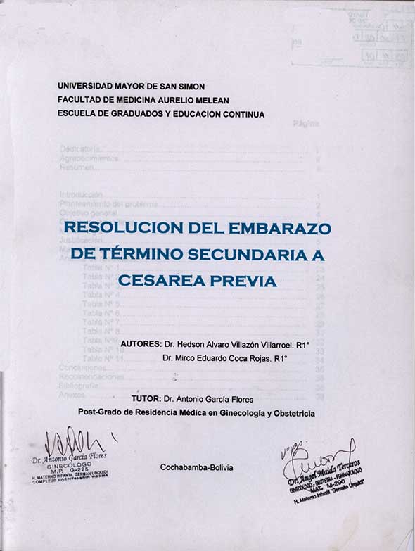 Resolución del Embrazo de Término Secundario a Cesárea Previa