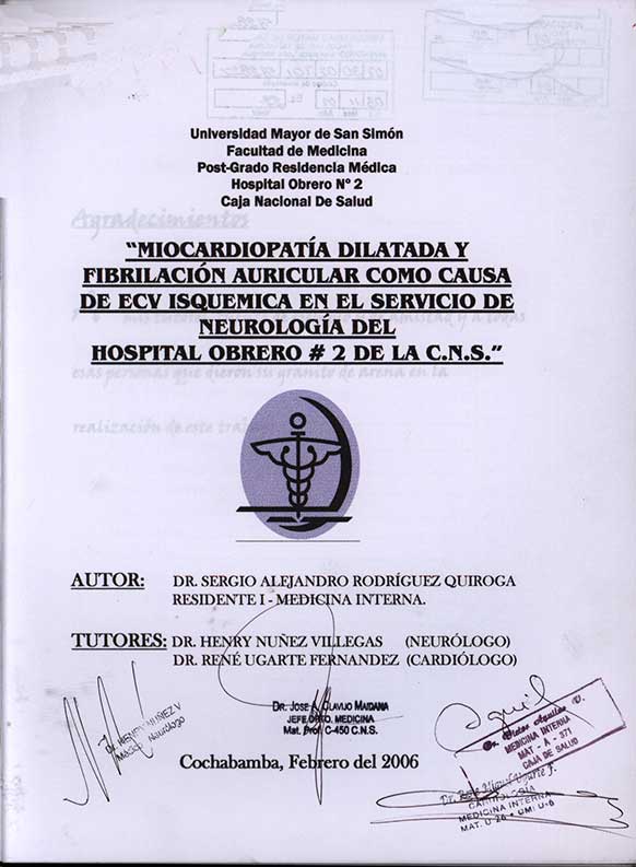 Miocardiopatía dilatada y Fibrilación Auricular como Causa de ECV Isquémica en el Servicio de Neurología del Hospital Obrero # 2 de la CNS