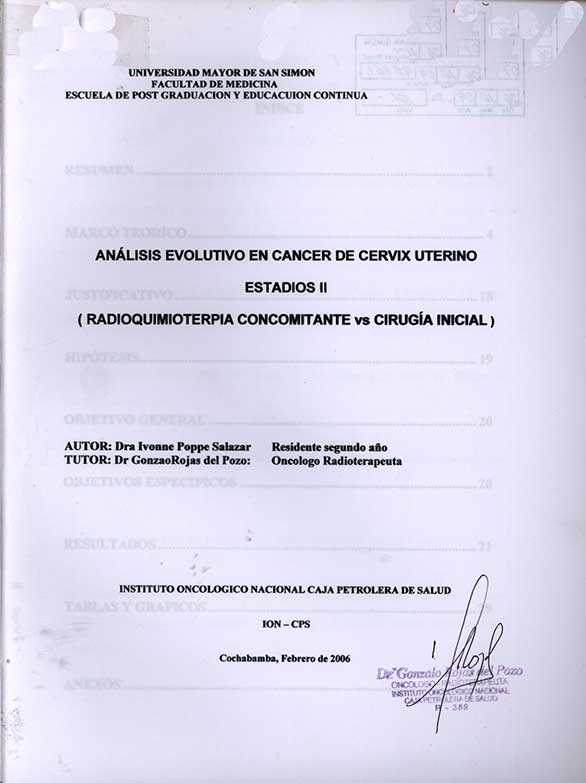 Analisis Evolutivo en Cancer de Cervix Uterino Estadios II (Radioquimioterpia concomitante Vs Cirugia Inicial)