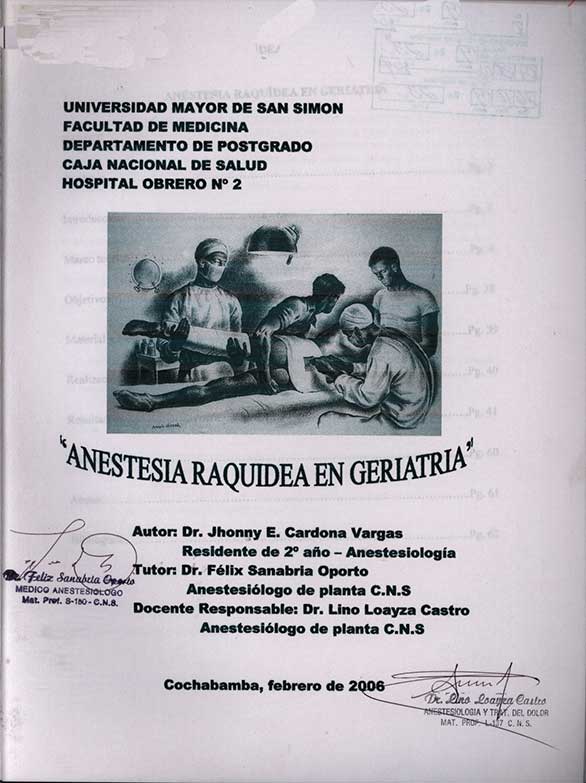 Anestesia Raquidea en Geriatria