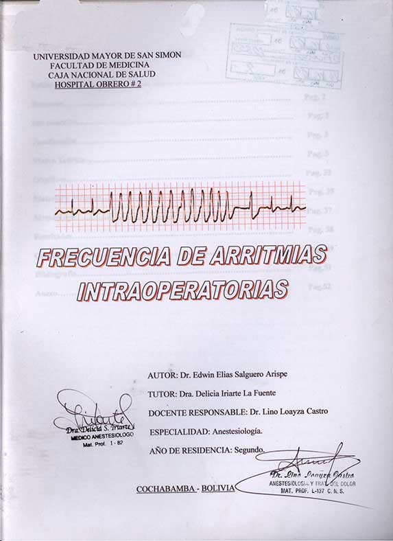 Frecuencia de Arritmias Intraoperatorias