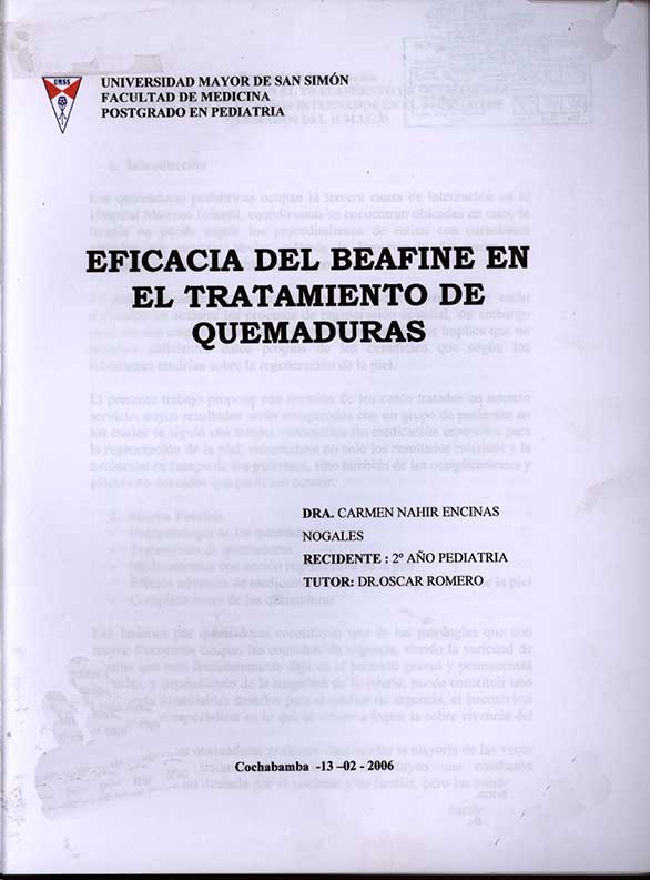 Eficacia del Beafine en el Tratamiento de Quemaduras