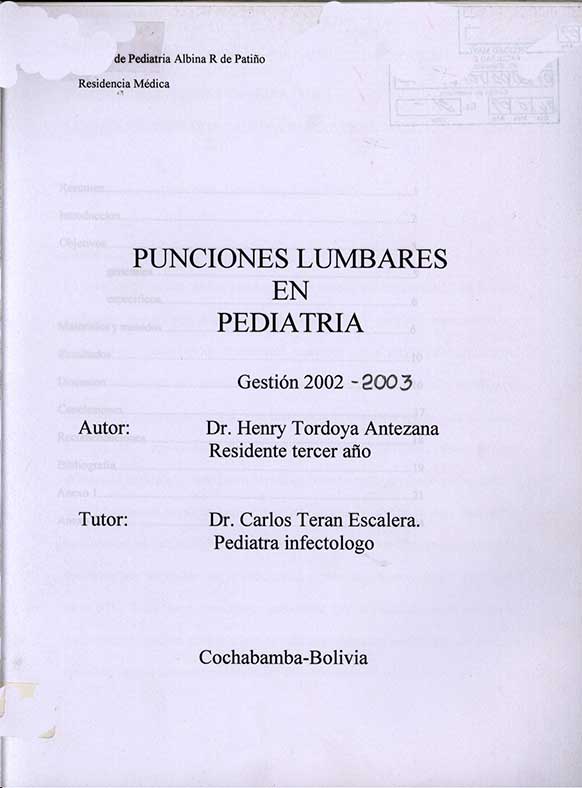 Punciones Lumbares en Pediatria