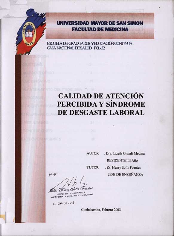 Calidad de atención percibida y síndrome de desgaste laboral