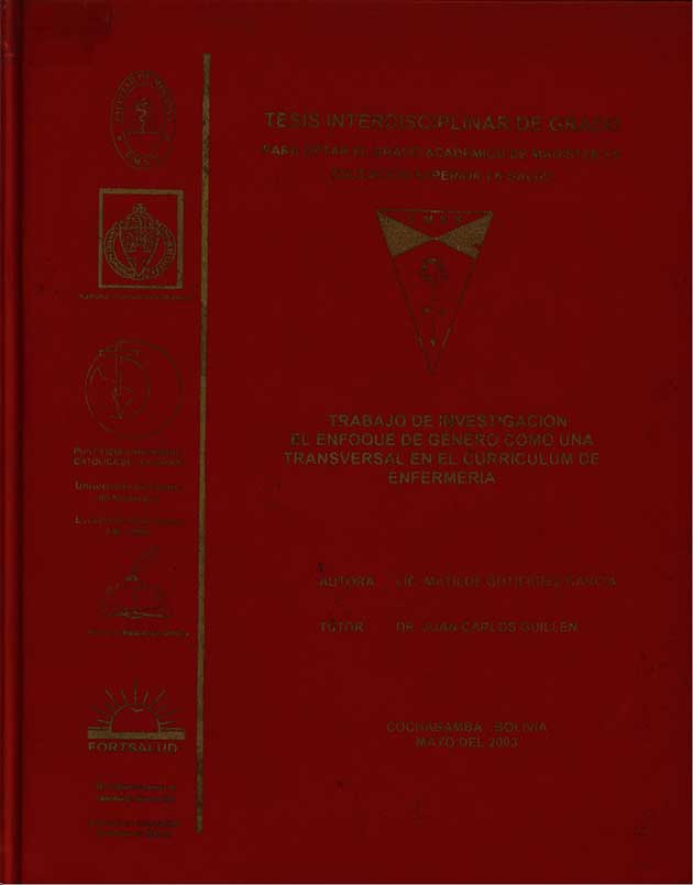 Trabajo de Investigación el enfoque de Genero como una transversal en el curriculum de Enfermeria