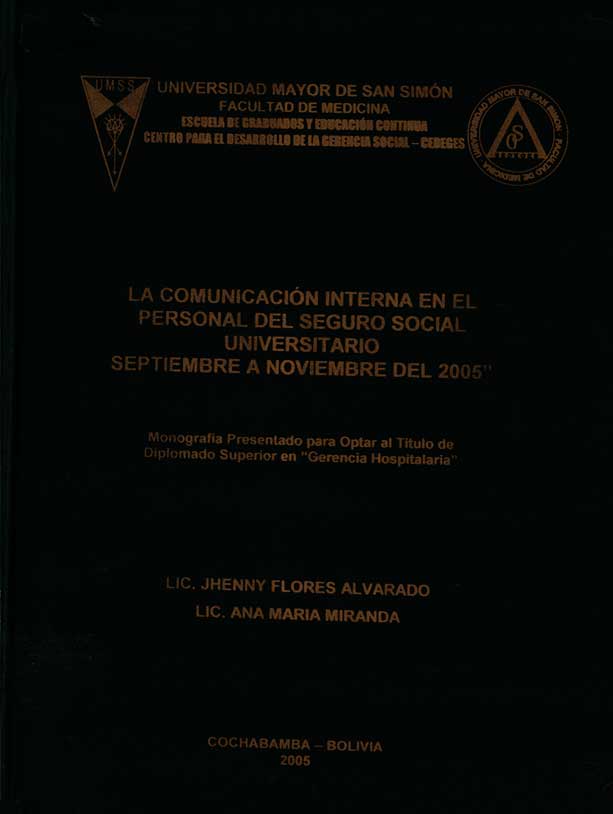 La comunidad interna en el personal del seguro social Universitario Septiembre a noviembre del 2005