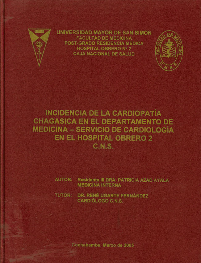 Incidencia de la cardiopatia chagasica en el departamento de medicina-servicio de cardiologia en el Hospital Obrero 2 CNS