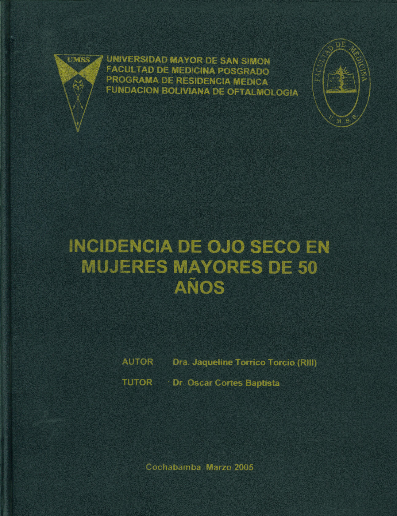 Incidencia de ojo seco en mujeres mayores de 50 años