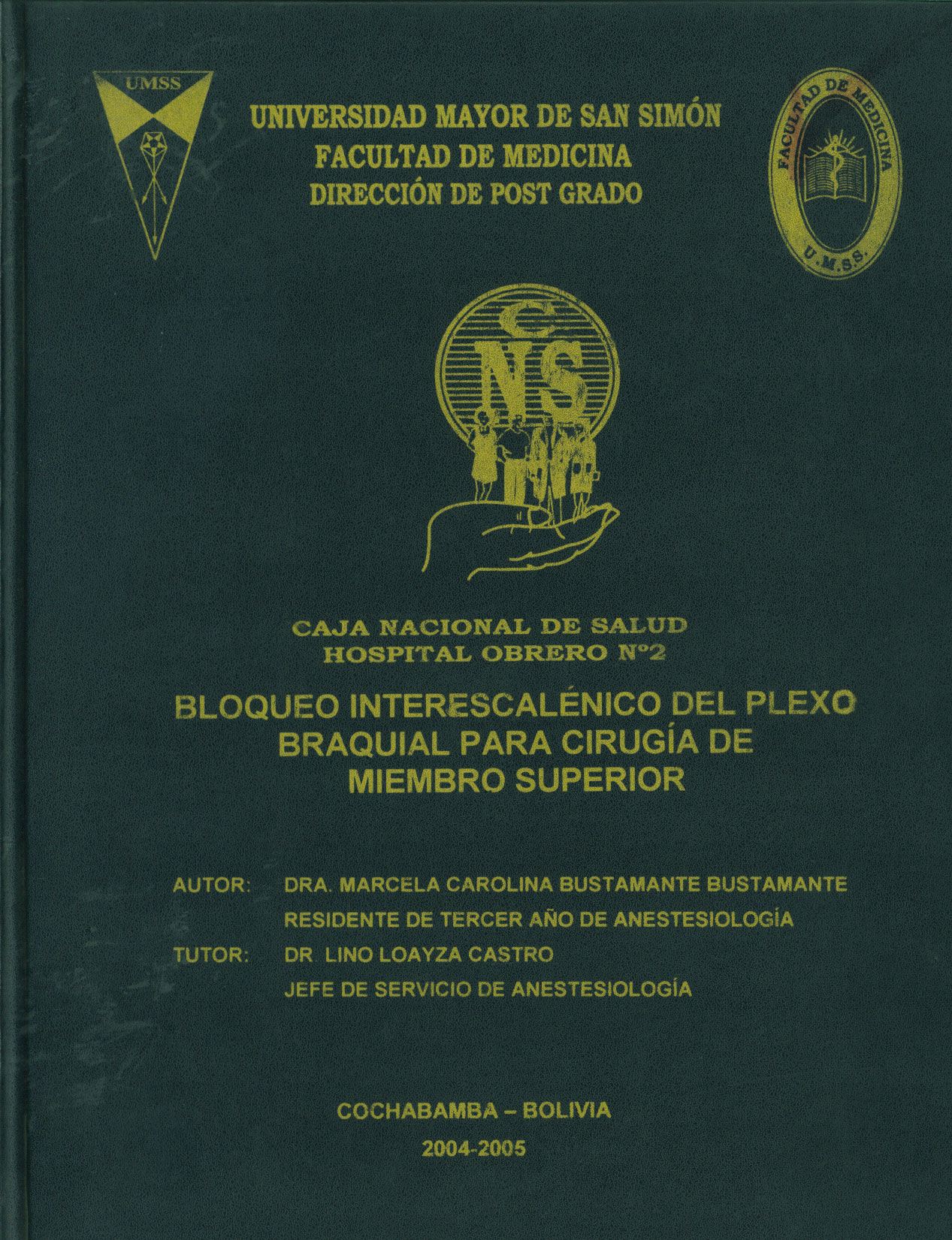 Bloqueo interescalenico del plexo braquial para cirugia de miembro superior