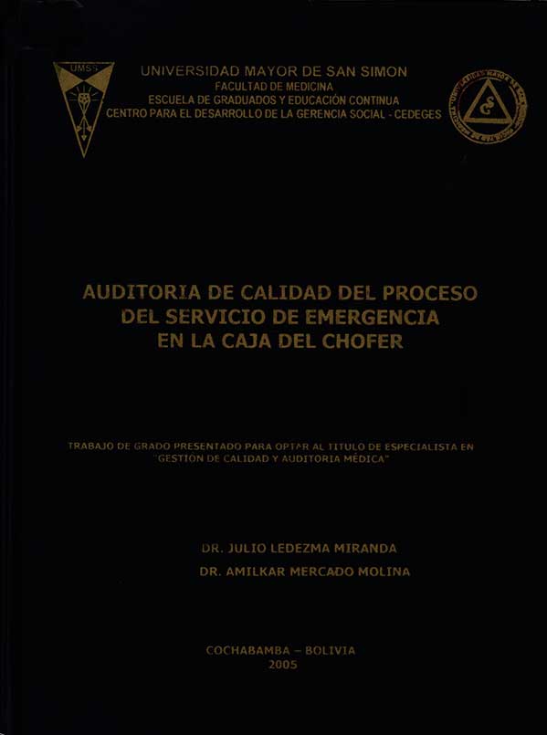 Auditoria de calidad del proceso del servicio de emergencia en la caja del chofer
