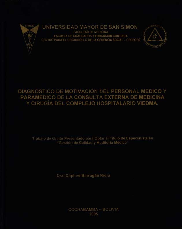 Diagnostico de motivación del personal medico y paramedico de la consulta externa de medicina y cirugia del complejo Hospitalario Viedma