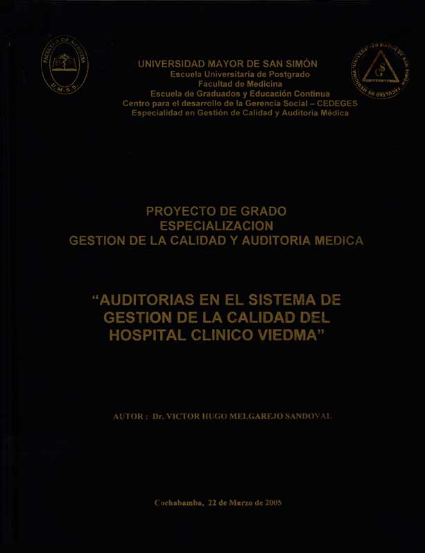Proyecto de grado especializacion gestion de la calidad y Auditoria Medica
