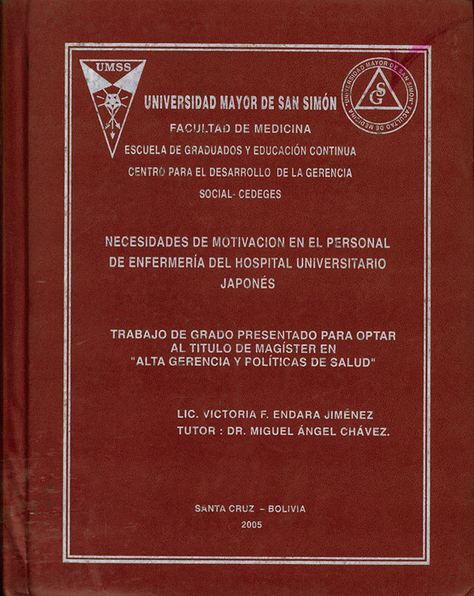 Necesidades de motivación en el personal de enfermeria del Hospital Universitario Japones