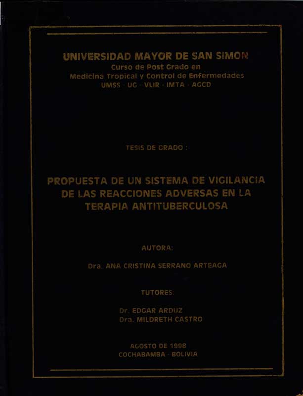 Propuesta de un sistema de Vigilancia de las Reacciones adversas en la terapia antituberculosa