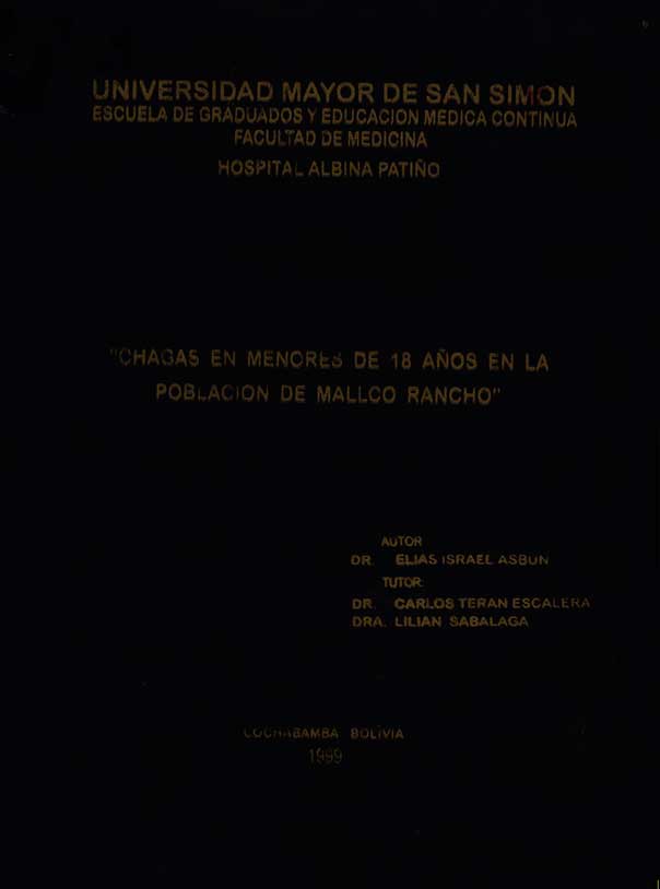 Chagas en menores de 18 años de la población de Mallco Rancho