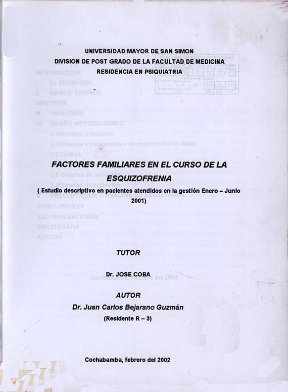 Factores familiares en el curso de la Esquizofrenia